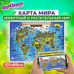 Карта мира "Животный и растительный мир" 101х69 см, интерактивная, в тубусе, ЮНЛАНДИЯ, 112373