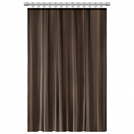 Шторка для ванной ПОЛИЭСТЕР, 180х200 см, кольца в комплекте, КОРИЧНЕВЫЙ БРИЛЛИАНТ, PRIMILA (ПРИМИЛА), 700097