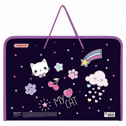 Папка для труда на молнии с ручками ПИФАГОР А4, 1 отделение, пластик, органайзер, "Leapfrog", 273388