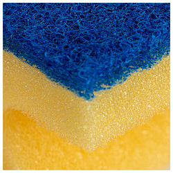 Губка VILEDA PROFESSIONAL профильная "Деликатная" 1 шт., желтая, СИНИЙ абразив, 16,5х13х5 см, 535895