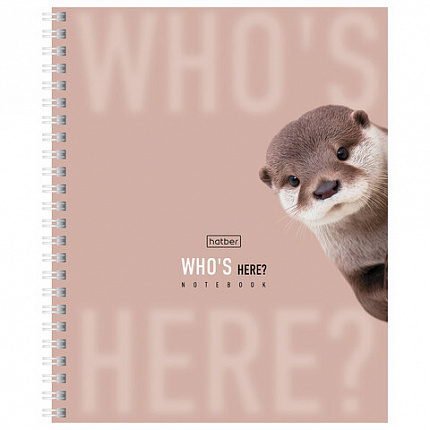 Тетрадь А5 48 л. HATBER гребень, клетка, Soft-touch ламинация, "Кто здесь?" (микс в спайке), 48Т5лВ1гр