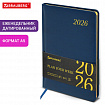 Еженедельник датированный 2026, А5, 145х215 мм, BRAUBERG "Iguana", под кожу, синий, 117170