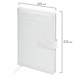 Еженедельник датированный 2026 А5 145х215 мм, BRAUBERG "Party", под кожу, белый, 117179