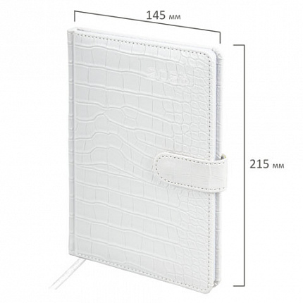 Еженедельник датированный 2026 А5 145х215 мм, BRAUBERG "Party", под кожу, белый, 117179