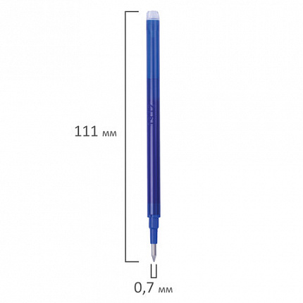 Стержень стираемый гелевый BRAUBERG 111 мм, СИНИЙ, евронаконечник, узел 0,7 мм, линия письма 0,5 мм, 170370