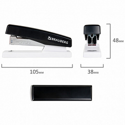Степлер №24/6, 26/6 BRAUBERG "STYLE", до 25 листов, черный, 272747