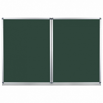 Доска для мела магнитная 3-х элементная 100х150/300 см, 5 рабочих поверхностей, зеленая, STAFF, 238009