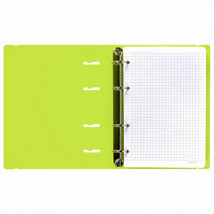 Тетрадь на кольцах А5 175х220мм, 120л, пластик, с резинкой, BRAUBERG, Салатовый, 404619