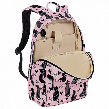 Рюкзак HEIKKI DREAM (ХЕЙКИ) универсальный с карманом для ноутбука, эргоном, Cats, 42х26х14 см, 272528