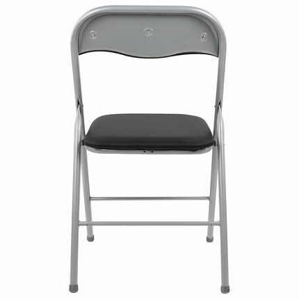 Стул складной BRABIX "Golf CF-007", серебристый каркас, кожзам чёрный, 532891