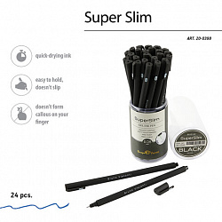 Ручка гелевая BRUNO VISCONTI "Super Slim Black", СИНЯЯ, узел 0,28 мм, линия 0,2 мм, 20-0398