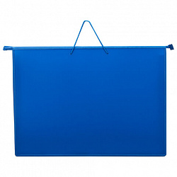 Папка для рисунков и чертежей на молнии с ручками ПИФАГОР А2, 1 отделение, пластик, ручки-шнурок, синяя, 270874