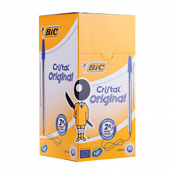 Ручка шариковая BIC "Cristal", СИНЯЯ, корпус прозрачный, узел 1 мм, линия письма 0,32 мм, 847898/528921