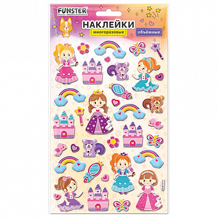 Наклейки объемные MAXI 21х14 см, ассорти 12 видов, FUNSTER (ФАНСТЕР), 666678