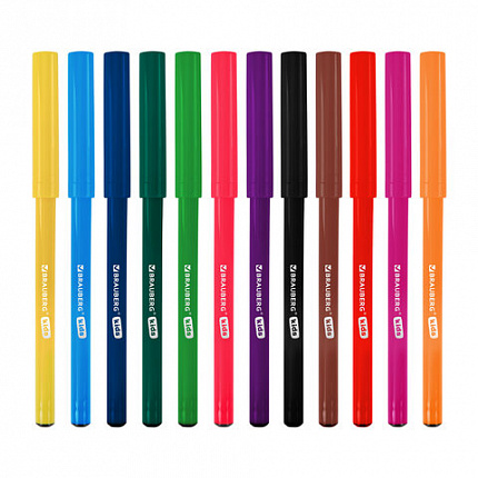 Фломастеры BRAUBERG KIDS КЛАССИЧЕСКИЕ 12 цветов, вентилируемый колпачок, ПВХ-упаковка, 152601