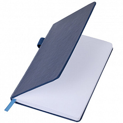 Блокнот А5 135x212 мм BRAUBERG "Edge", под кожу, резинка, держатель, 80 л., клетка, синий, 117149