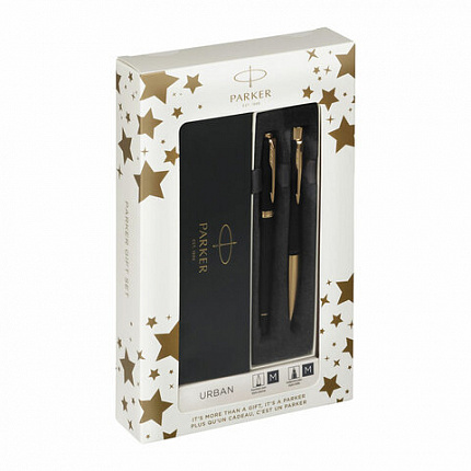 Набор PARKER "Urban Black GT": шариковая ручка синяя и перьевая ручка синяя, 2093381