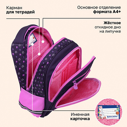 Рюкзак BRAUBERG PROFI, 2 отделения, с брелком, "Одинокий котик", 36х27х19 см, 274415