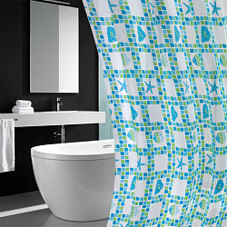 Шторка для ванной PEVA, 180х180 см, кольца в комплекте, дизайн ассорти, МОРЕ, PRIMILA (ПРИМИЛА), 700074