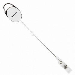 Держатель-рулетка для бейджей 70 см, петелька, карабин, белый, в блистере, BRAUBERG, 238238