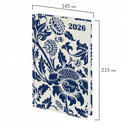 Ежедневник датированный 2026 145х215 мм, А5, STAFF, ламинированная обложка, "Blue fresco", 117324