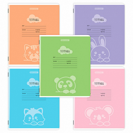 Тетрадь 12 л. BRAUBERG клетка, обложка картон, УШИ-ЛАПЫ-НОС, 107278