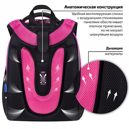 Ранец BRAUBERG SHINY, 2 отделения, с брелоком, "Glad to be cat", 38х28х14 см, 271382