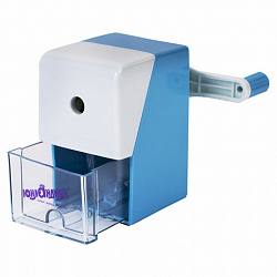 Точилка механическая ЮНЛАНДИЯ "Пастель", для чернографитных и цветных карандашей, корпус голубой, 272001