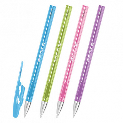 Ручки гелевые "BRAUBERG ULTRA GEL PASTEL", СИНИЕ, НАБОР 4 ШТУКИ, стандартный наконечник 0,5 мм, линия письма 0,35 мм, 144282