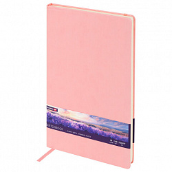 Скетчбук, слоновая кость 140 г/м2 210х297 мм, 80 л., КОЖЗАМ, резинка, BRAUBERG ART CLASSIC, пастель розовый, 116882
