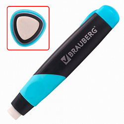 Ластик выдвижной BRAUBERG "REWIND", 112х21х24 мм, белый, пластиковый держатель ассорти, 223593