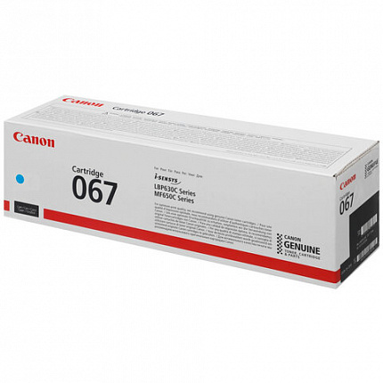 Картридж лазерный CANON (067C) i-SENSYS LBP631Cw/LBP633Cdw, голубой, ресурс 1250 стр., ОРИГИНАЛЬНЫЙ, 5101C002