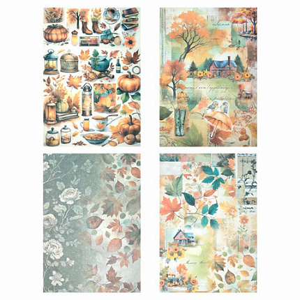 Бумага для скрапбукинга 15х21 см "Осень", двусторонняя, 12 листов, 240 г/м2, ОСТРОВ СОКРОВИЩ, 665446