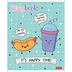 Тетрадь А5, 48 л., HATBER, скоба, клетка, обложка картон, "Пришла еда" (микс в спайке), 068336, 48Т5лВ1