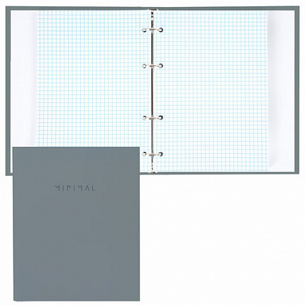Тетрадь на кольцах А5 175х215 мм, 120 л., твердый картон, матовая ламинация, клетка, BRAUBERG "Minimal grey", 404996