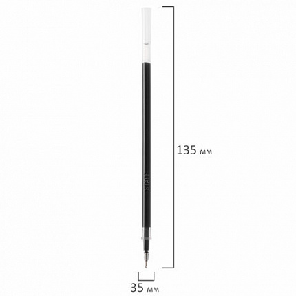 Стержни гелевые STAFF, 135 мм, НАБОР 10 шт. + 2 шт. в ПОДАРОК, ЧЕРНЫЕ, игольчатый узел 0,5 мм, линия письма 0,35 мм, 170413