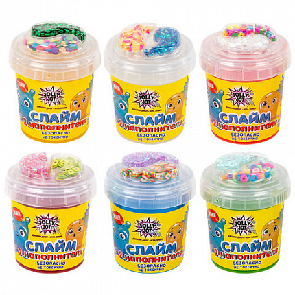 Слайм с наполнителями МИКС, 140 г, ассорти 6 видов, JOLLY JOT (ДЖОЛЛИ ДЖОТ), 665950