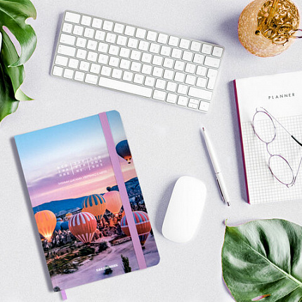 Ежедневник недатированный с резинкой А5 145х203 мм, BRAUBERG, твердый, 160 л., "Cappadocia", 116306