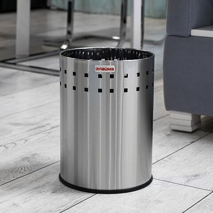 Корзина металлическая для мусора LAIMA "Bionic", 12 л, матовая, перфорированная, несгораемая, 232268