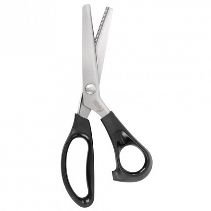 Ножницы портновские ФИГУРНЫЕ ЗИГЗАГ 240 мм, черные, пластиковые ручки, ОСТРОВ СОКРОВИЩ, 665600