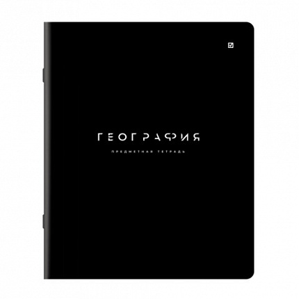 Тетрадь предметная BLACK MODE 48л, пластиковая обложка, ГЕОГРАФИЯ, клетка, подсказ, BRAUBERG, 405518