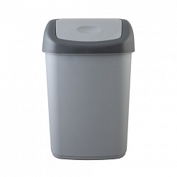 Ведро мусорное с КРЫШКОЙ (качающейся) 14 литров, ПОДВЕСНОЕ, 42х27х21 см, серый/графит, 327, 433270065