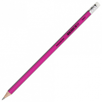 Карандаш чернографитный BRAUBERG, 1 шт., "Alderida", НВ, трехгранный, с ластиком, корпус розовый, заточенный, 180611