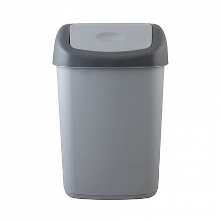Ведро мусорное с КРЫШКОЙ (качающейся) 14 литров, ПОДВЕСНОЕ, 42х27х21 см, серый/графит, 327, 433270065