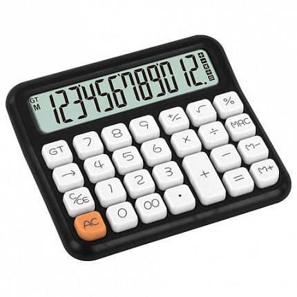 Калькулятор настольный BRAUBERG KW-1000-BK (152x132 мм), 3D-кнопки, 12 разрядов, черный, 272956