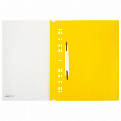 Скоросшиватель пластиковый с перфорацией BRAUBERG EXTRA, А4, 140/180 мкм, желтый, 272899