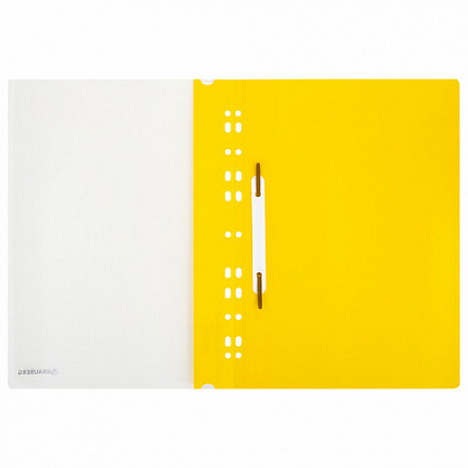 Скоросшиватель пластиковый с перфорацией BRAUBERG EXTRA, А4, 140/180 мкм, желтый, 272899