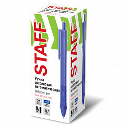 Ручка шариковая автоматическая эргономичная с грипом STAFF "Profit 500 BLUE COLOR", СИНЯЯ, узел 0,7 мм, линия письма 0,35 мм, 144491