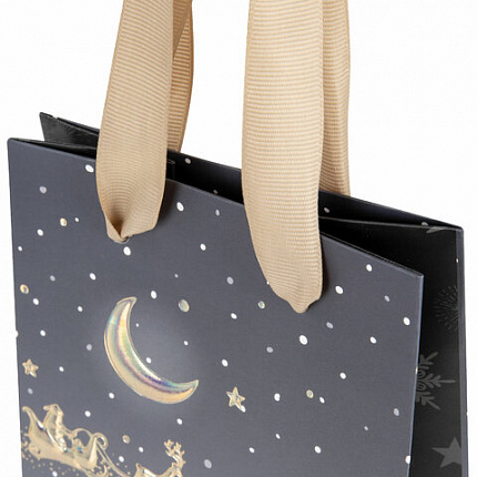 Пакет подарочный под бутылку (1 штука) новогодний 12x9x36 см, "Bottle", ассорти, ЗОЛОТАЯ СКАЗКА, 592134