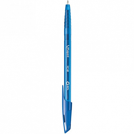 Ручка шариковая масляная MAPED (Франция) "Green Ice", СИНЯЯ, трехгранная, узел 1 мм, линия письма 0,6 мм, 224430